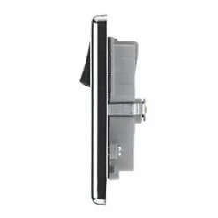 LAP 13A 2-Gang SP Switched Socket + 4.2A 2-Outlet Type A & C USB Charger Polished Chrome with Black Inserts -Chrome Switches & Sockets Sales 491HF A2