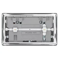 LAP 13A 2-Gang SP Switched Socket + 4.2A 2-Outlet Type A & C USB Charger Polished Chrome with Black Inserts -Chrome Switches & Sockets Sales 491HF A3