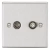 Knightsbridge CS014BC Isolated Coaxial TV & F-Type Satellite Socket Brushed Chrome -Chrome Switches & Sockets Sales 492TY P