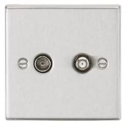 Knightsbridge CS014BC Isolated Coaxial TV & F-Type Satellite Socket Brushed Chrome