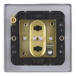 Schneider Electric Ultimate Low Profile Coaxial TV / FM Socket Brushed Chrome with Black Inserts -Chrome Switches & Sockets Sales 4932J A3