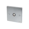 Schneider Electric Ultimate Low Profile Coaxial TV / FM Socket Brushed Chrome with Black Inserts -Chrome Switches & Sockets Sales 4932J P