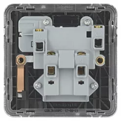 Schneider Electric Lisse Deco 13A 1-Gang SP Switched Plug Socket Polished Chrome with Black Inserts -Chrome Switches & Sockets Sales 494FF A3