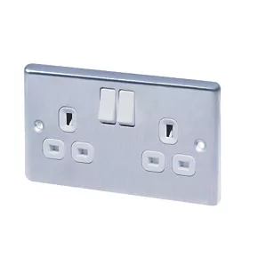 LAP 13A 2-Gang SP Switched Plug Socket Polished Chrome with White Inserts 5 Pack 3 LAP 13A 2-Gang SP Switched Plug Socket Polished Chrome with White Inserts 5 Pack - Image 2