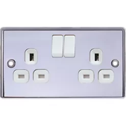 LAP 13A 2-Gang SP Switched Plug Socket Polished Chrome with White Inserts 5 Pack 8 LAP 13A 2-Gang SP Switched Plug Socket Polished Chrome with White Inserts 5 Pack -Chrome Switches & Sockets Sales 4956C A2