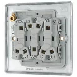 British General Nexus Metal 10AX 3-Gang 2-Way Light Switch Polished Chrome -Chrome Switches & Sockets Sales 495FT A3