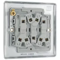 British General Nexus Metal 10AX 3-Gang 2-Way Light Switch Polished Chrome -Chrome Switches & Sockets Sales 495FT A5