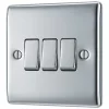 British General Nexus Metal 10AX 3-Gang 2-Way Light Switch Polished Chrome -Chrome Switches & Sockets Sales 495FT P