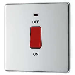LAP 45A 1-Gang DP Cooker Switch Polished Chrome with LED