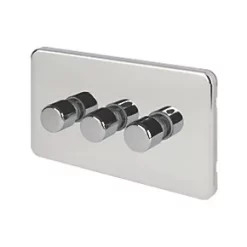Schneider Electric Lisse Deco 3-Gang 2-Way Dimmer Switch Polished Chrome