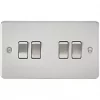Knightsbridge FP4100BC 10AX 4-Gang 2-Way Light Switch Brushed Chrome -Chrome Switches & Sockets Sales 501TY P