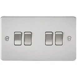Knightsbridge FP4100BC 10AX 4-Gang 2-Way Light Switch Brushed Chrome