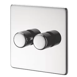 Crabtree Platinum 2-Gang 2-Way Dimmer Switch Polished Chrome