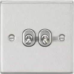 Knightsbridge CSTOG2BC 10AX 2-Gang 2-Way Light Switch Brushed Chrome