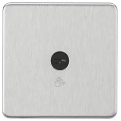 Knightsbridge SFTS1BC 2.1A 1-Gang 1-Way Light Switch Brushed Chrome with Black Inserts