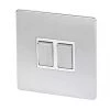 LAP 10AX 2-Gang 2-Way Light Switch Brushed Chrome with White Inserts 2 LAP 10AX 2-Gang 2-Way Light Switch Brushed Chrome with White Inserts -Chrome Switches & Sockets Sales 52734 P