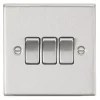 Knightsbridge CS4BC 10AX 3-Gang 2-Way Light Switch Brushed Chrome -Chrome Switches & Sockets Sales 529TX P