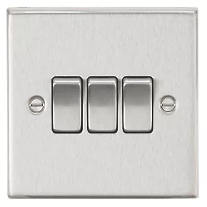 Knightsbridge CS4BC 10AX 3-Gang 2-Way Light Switch Brushed Chrome 3 Knightsbridge CS4BC 10AX 3-Gang 2-Way Light Switch Brushed Chrome