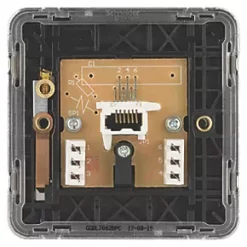 Schneider Electric Lisse Deco Slave Telephone Socket Polished Chrome with Black Inserts -Chrome Switches & Sockets Sales 540FF A3