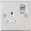 Knightsbridge CS7BCW 13A 1-Gang DP Switched Single Socket Brushed Chrome with White Inserts -Chrome Switches & Sockets Sales 545TX P