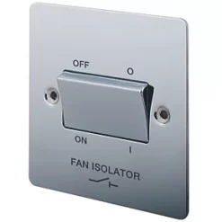 LAP 10AX 1-Gang 3-Pole Fan Isolator Switch Polished Chrome