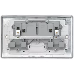 British General Nexus Metal 13A 2-Gang DP Switched Plug Socket Polished Chrome with White Inserts -Chrome Switches & Sockets Sales 547FT A4