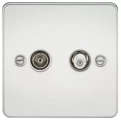 Knightsbridge FP0140PC Isolated Coaxial TV & F-Type Satellite Socket Polished Chrome