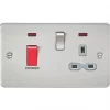 Knightsbridge FPR8333NBCG 45 & 13A 2-Gang DP Cooker Switch & 13A DP Switched Socket Brushed Chrome with LED with Colour-Matched Inserts -Chrome Switches & Sockets Sales 553VF P