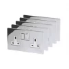 LAP 13A 2-Gang DP Switched Plug Socket Polished Chrome with White Inserts 5 Pack 1 LAP 13A 2-Gang DP Switched Plug Socket Polished Chrome with White Inserts 5 Pack -Chrome Switches & Sockets Sales 56396 P