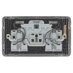 Schneider Electric Lisse Deco 13A 2-Gang DP Switched Plug Socket Polished Chrome with LED with Black Inserts -Chrome Switches & Sockets Sales 563FF A3