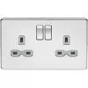 Knightsbridge SFR9000PCG 13A 2-Gang DP Switched Double Socket Polished Chrome with Colour-Matched Inserts -Chrome Switches & Sockets Sales 567TY P