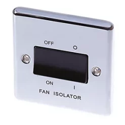 LAP 10AX 1-Gang 3-Pole Fan Isolator Switch Polished Chrome with Black Inserts