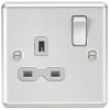 Knightsbridge CL7BCG 13A 1-Gang DP Switched Single Socket Brushed Chrome with Colour-Matched Inserts