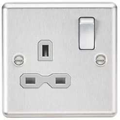 Knightsbridge CL7BCG 13A 1-Gang DP Switched Single Socket Brushed Chrome with Colour-Matched Inserts