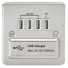 Knightsbridge FPQUADBCW 5.1A 4-Outlet Type A USB Socket Brushed Chrome with White Inserts -Chrome Switches & Sockets Sales 571TY P