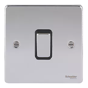 Schneider Electric Ultimate Low Profile 16AX 1-Gang 2-Way Light Switch Polished Chrome with Black Inserts 4 Schneider Electric Ultimate Low Profile 16AX 1-Gang 2-Way Light Switch Polished Chrome with Black Inserts - Image 2
