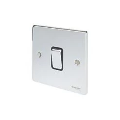 Schneider Electric Ultimate Low Profile 16AX 1-Gang 2-Way Light Switch Polished Chrome with Black Inserts