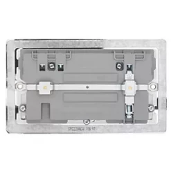 LAP 13A 2-Gang SP Switched Socket + 4.2A 2-Outlet Type A & C USB Charger Polished Chrome with White Inserts -Chrome Switches & Sockets Sales 575HF A3
