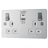 LAP 13A 2-Gang SP Switched Socket + 4.2A 2-Outlet Type A & C USB Charger Polished Chrome with White Inserts 2 LAP 13A 2-Gang SP Switched Socket + 4.2A 2-Outlet Type A & C USB Charger Polished Chrome with White Inserts -Chrome Switches & Sockets Sales 575HF P