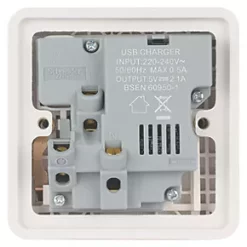 Schneider Electric Lisse Deco 13A 1-Gang SP Switched Socket + 2.1A 2-Outlet Type A USB Charger Polished Chrome with White Inserts -Chrome Switches & Sockets Sales 576FF A3