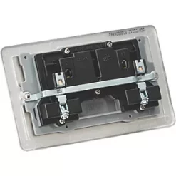 Knightsbridge FPR9000BCG 13A 2-Gang DP Switched Double Socket Brushed Chrome with Colour-Matched Inserts -Chrome Switches & Sockets Sales 578TX A2