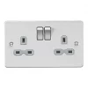Knightsbridge FPR9000BCG 13A 2-Gang DP Switched Double Socket Brushed Chrome with Colour-Matched Inserts -Chrome Switches & Sockets Sales 578TX P