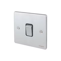 Schneider Electric Ultimate Low Profile 16AX 1-Gang Intermediate Switch Brushed Chrome with Black Inserts