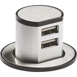 Knightsbridge SK0010 2.4A 2-Outlet Type A Pop-Up USB Charger Brushed Chrome