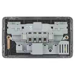 Schneider Electric Lisse Deco 13A 2-Gang SP Switched Socket + 2.1A 2-Outlet Type A USB Charger Polished Chrome with Black Inserts -Chrome Switches & Sockets Sales 586FF A3