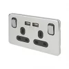 Schneider Electric Lisse Deco 13A 2-Gang SP Switched Socket + 2.1A 2-Outlet Type A USB Charger Polished Chrome with Black Inserts 1 Schneider Electric Lisse Deco 13A 2-Gang SP Switched Socket + 2.1A 2-Outlet Type A USB Charger Polished Chrome with Black Inserts -Chrome Switches & Sockets Sales 586FF P