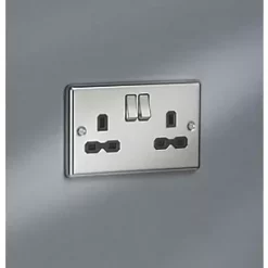 Knightsbridge CL9PC 13A 2-Gang DP Switched Double Socket Polished Chrome with Black Inserts 7 Knightsbridge CL9PC 13A 2-Gang DP Switched Double Socket Polished Chrome with Black Inserts -Chrome Switches & Sockets Sales 588TY A2