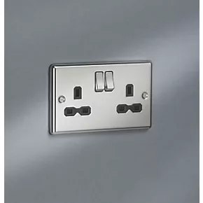 Knightsbridge CL9PC 13A 2-Gang DP Switched Double Socket Polished Chrome with Black Inserts 5 Knightsbridge CL9PC 13A 2-Gang DP Switched Double Socket Polished Chrome with Black Inserts - Image 3