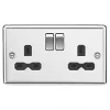 Knightsbridge CL9PC 13A 2-Gang DP Switched Double Socket Polished Chrome with Black Inserts -Chrome Switches & Sockets Sales 588TY P