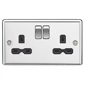 Knightsbridge CL9PC 13A 2-Gang DP Switched Double Socket Polished Chrome with Black Inserts 3 Knightsbridge CL9PC 13A 2-Gang DP Switched Double Socket Polished Chrome with Black Inserts